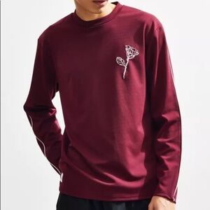 Native Youth Mason Crew-Neck Pullover Sweatshirt Burgundy Red Large